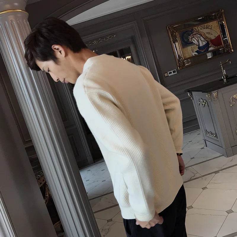 WQAFVG Men's Thick V-Neck Knitted Cardigan - Casual Autumn Winter Style - Buy Center