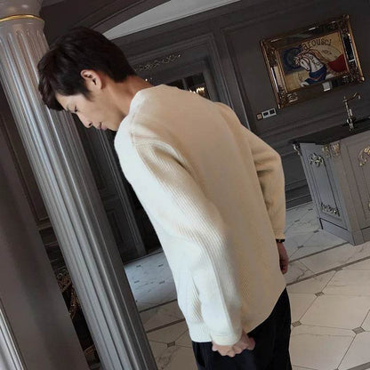WQAFVG Men's Thick V-Neck Knitted Cardigan - Casual Autumn Winter Style - Buy Center