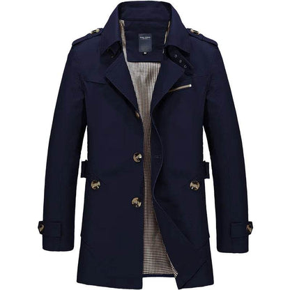 Maxbarley Men's Long Business Windbreaker - Casual Cotton Trench Coat - Buy Center
