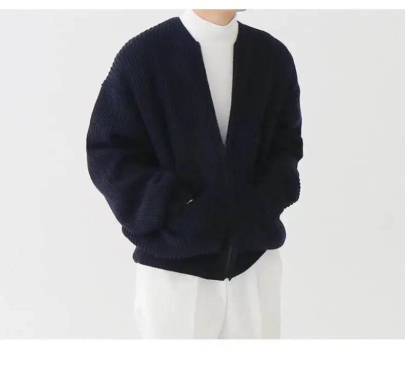 Men's Slim-Fit Cardigan Zipper Sweater - Casual Autumn & Winter Top - Buy Center
