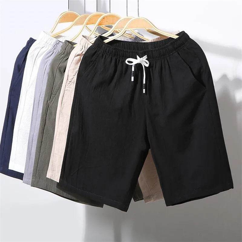 Asyabuykal Men's Slim Fit Knee Length Shorts - Cotton Linen, Breathable Summer Wear - Buy Center