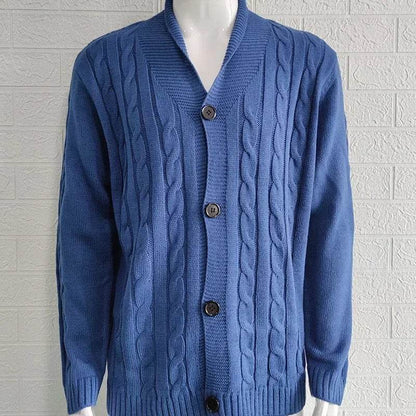 Kalenmos Men’s V-Neck Loose Sweater - Cozy Casual Cardigan for Autumn - Buy Center