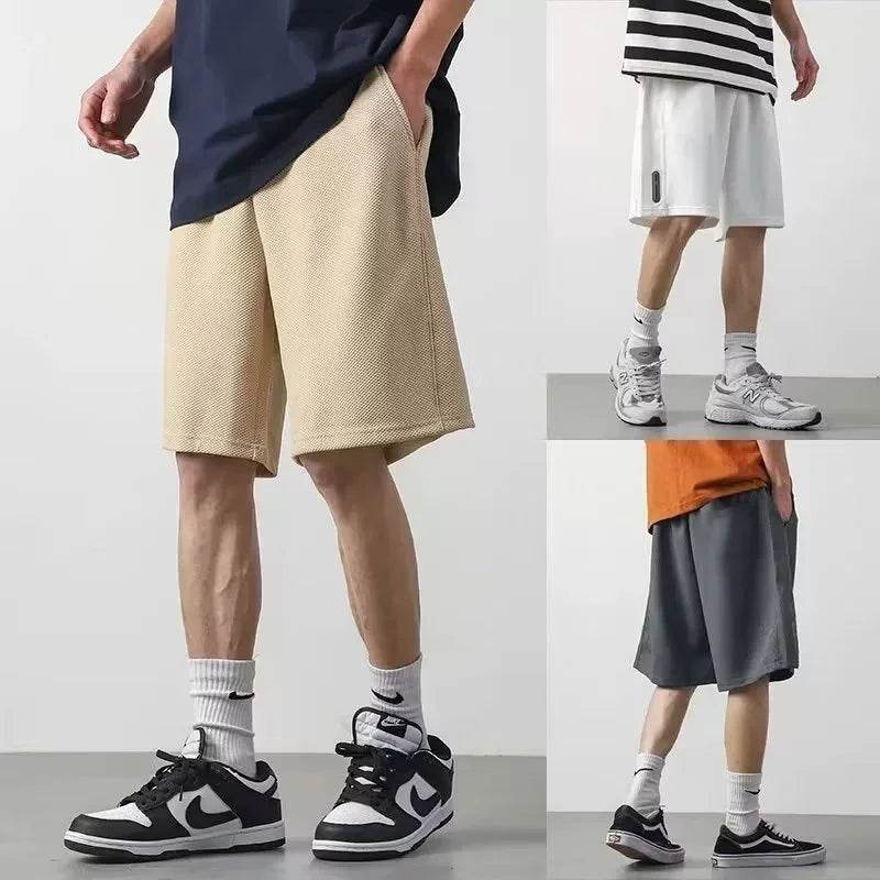 Bakorobaty Men's Summer Waffle Y2K Shorts - Casual Drawstring Bermuda - Buy Center