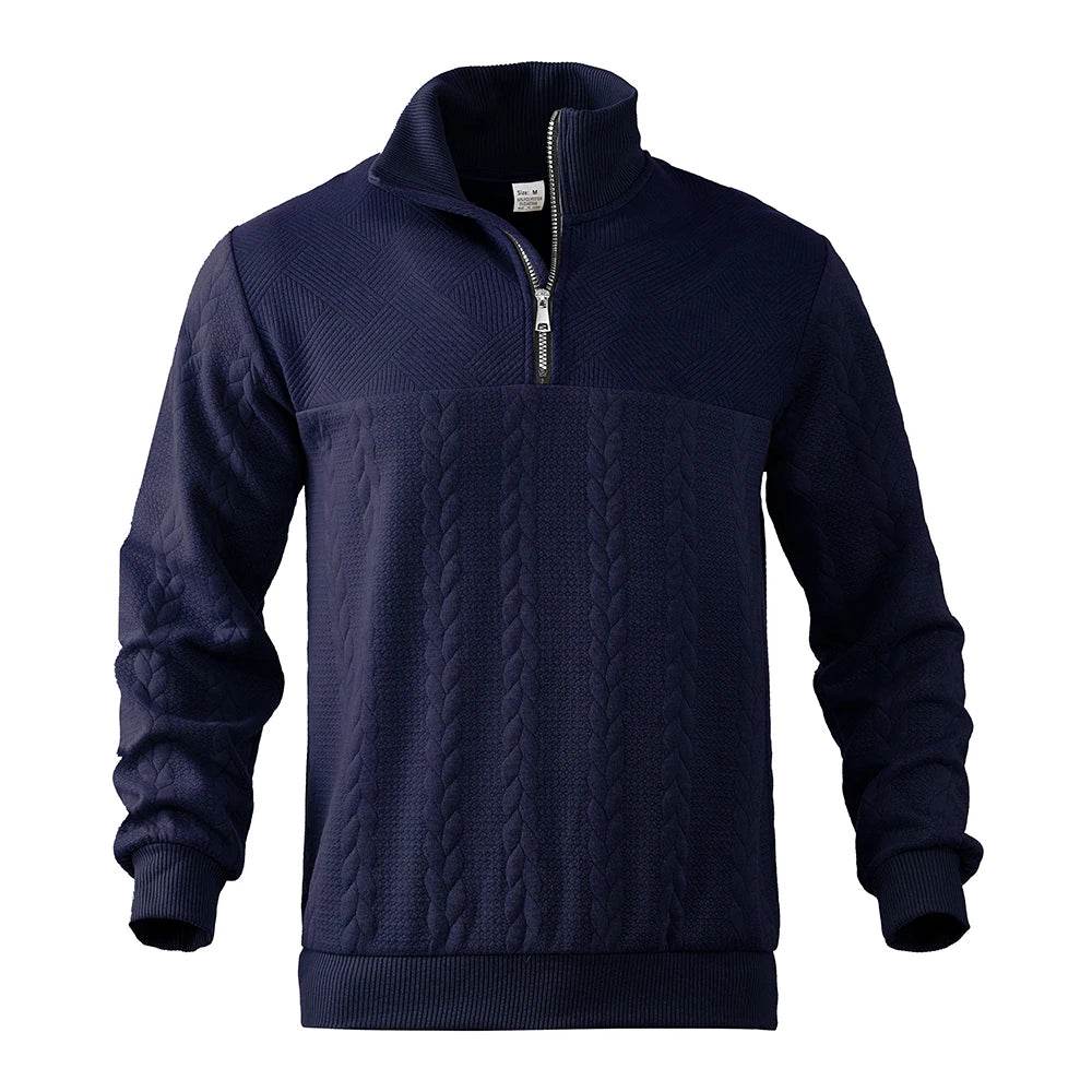 Men's Casual Knitted Stand Collar Sweater - Zippered Hoodie Style - Buy Center
