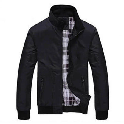 SANWOOD Men's Casual Jacket - Solid Color Stand Collar, Zipper Pockets - Buy Center