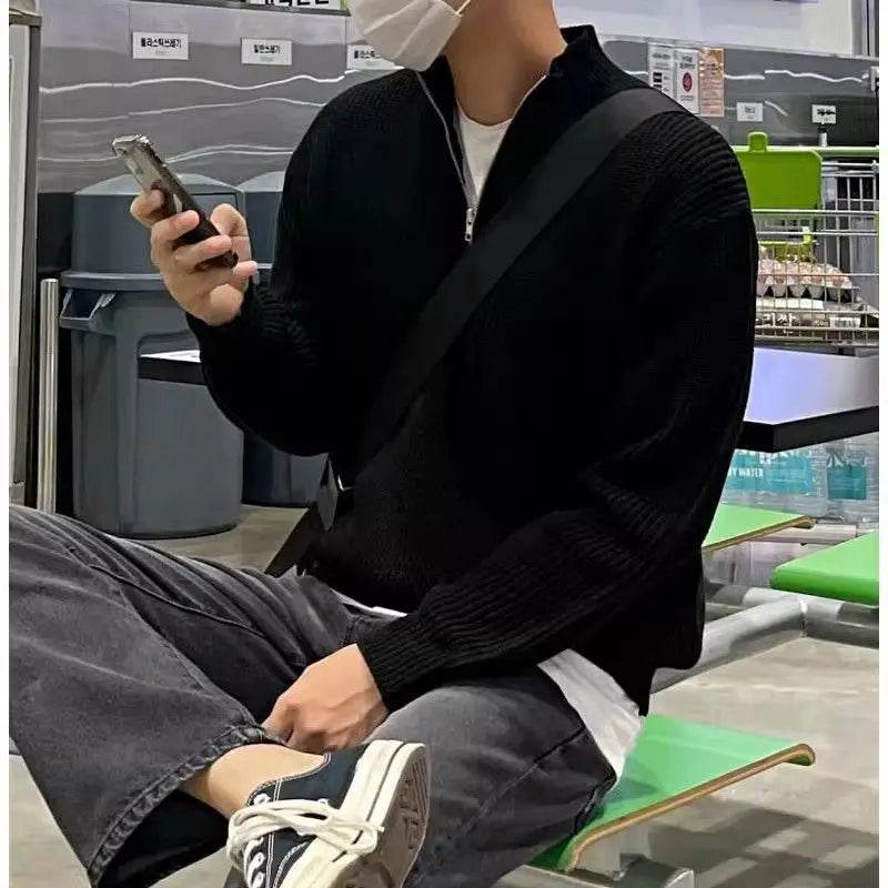 American Fashion Korean Style Half Zipper Sweater - Versatile and Casual - Buy Center
