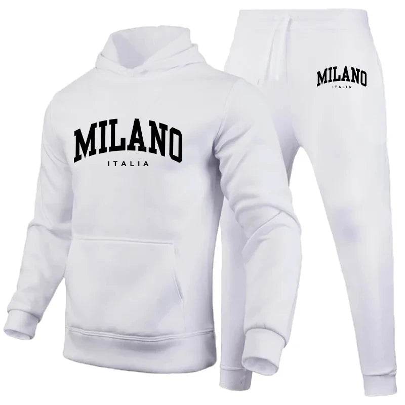 Milano Print Men's Luxury Hoodie Set - Casual Sweatshirt & Jogging Trousers - Buy Center