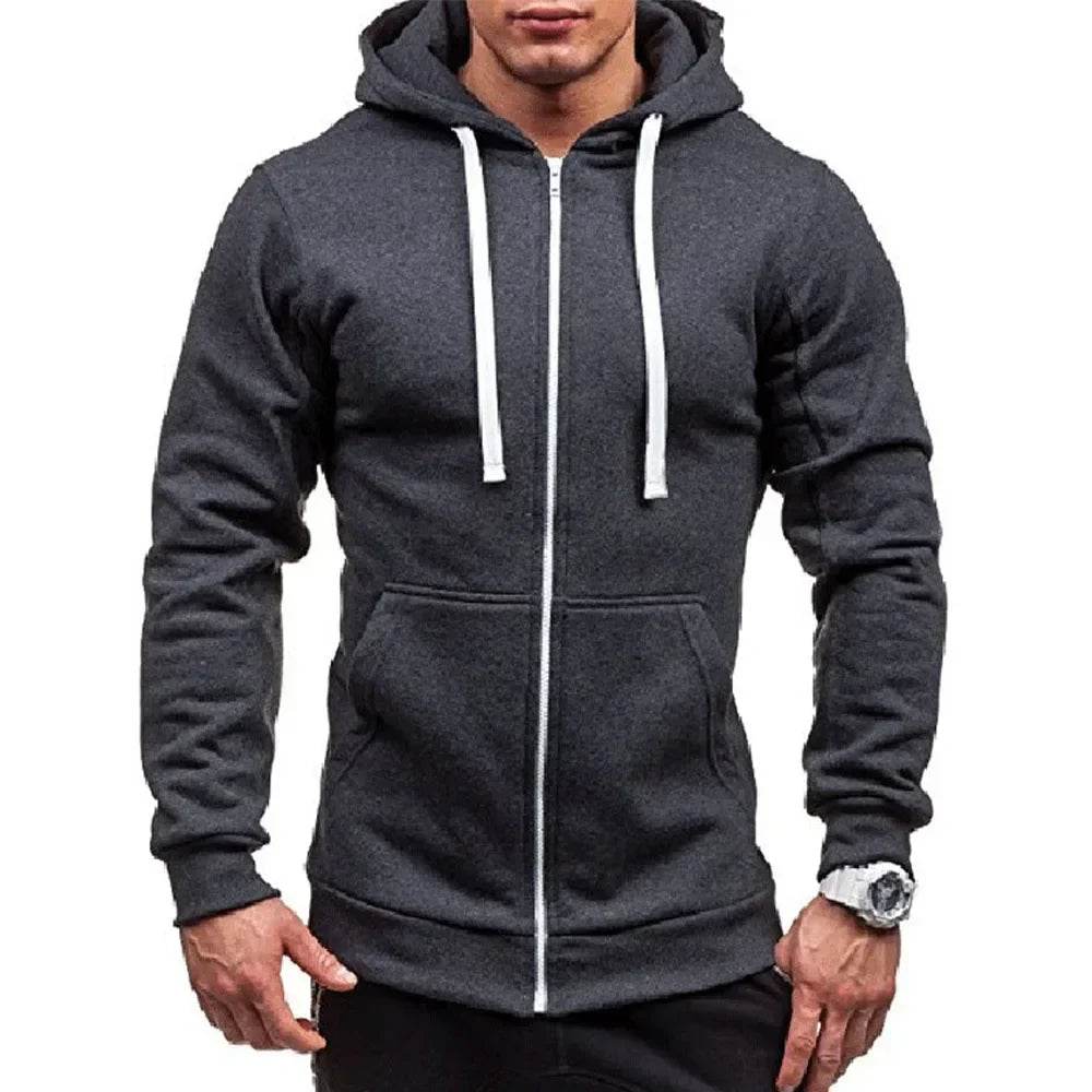 King Billion Men's Casual Zip Hooded Sweatshirt - Solid Colour Jacket - Buy Center