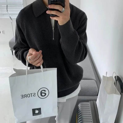 Stylish Men’s Korean Knitwear Sweater - Thick Casual Pullover for Winter - Buy Center