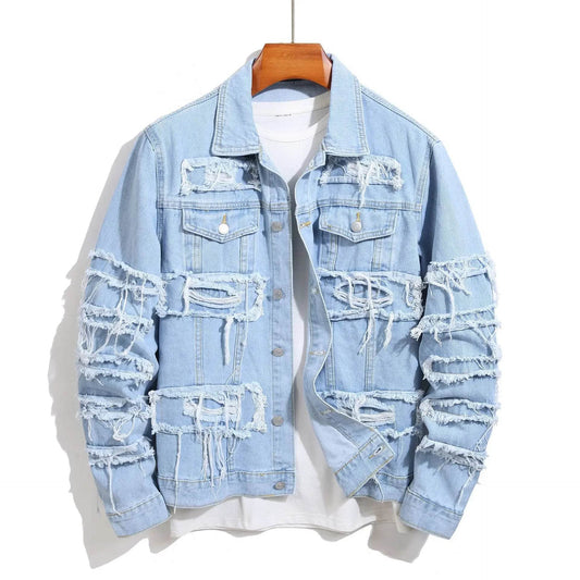Wulend Men's Denim Jacket - Casual Turn Down Collar, Slim Fit for Autumn - Buy Center