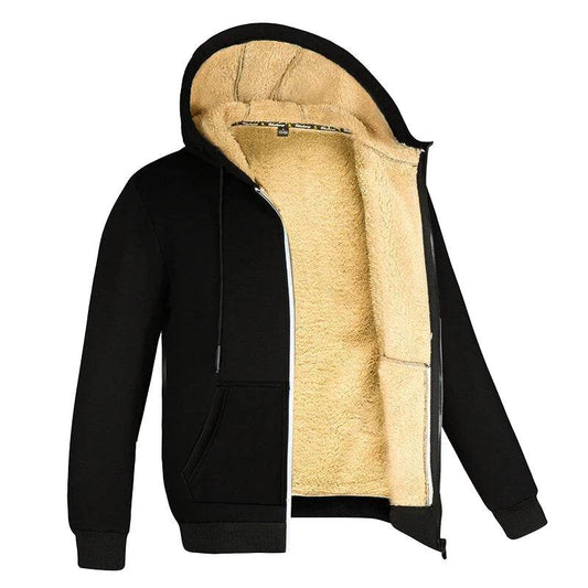 REALXIZI Thick Lambswool Winter Coat - Casual Hooded Zipper Jacket - Buy Center