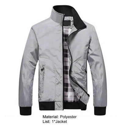 SANWOOD Men's Casual Jacket - Solid Color Stand Collar, Zipper Pockets - Buy Center