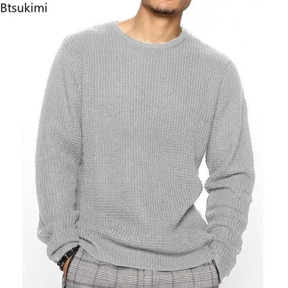 Btsukimi Men's Knitted Sweater - Casual Round Neck Pullover for Autumn - Buy Center