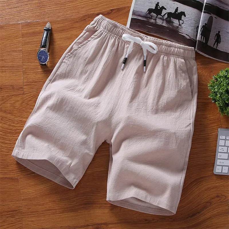 Asyabuykal Men's Slim Fit Knee Length Shorts - Cotton Linen, Breathable Summer Wear - Buy Center
