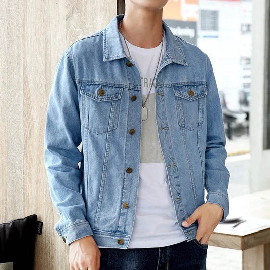 FAVOCENT Men's Denim Jacket - Casual Streetwear, Turn Down Collar - Buy Center