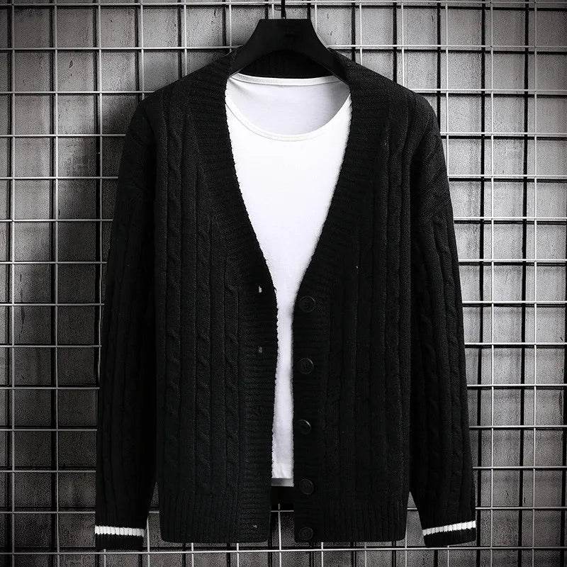 FAVOCENT Men's Slim Fit Cardigan - Casual Solid Color Sweater for Autumn - Buy Center