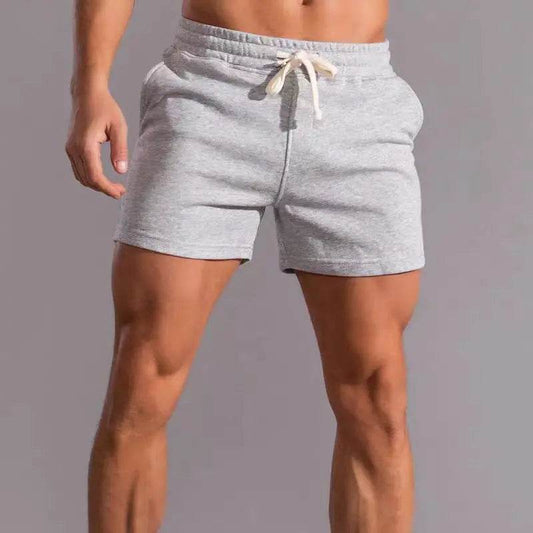 Men's Cotton Sports Shorts - Gray Running Training Three-Quarter Pants - Buy Center