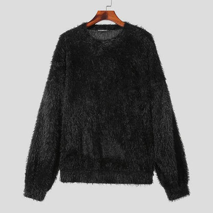 INCERUN Mens Casual Pullover - Korean Style Solid Long Sleeve Sweater - Buy Center