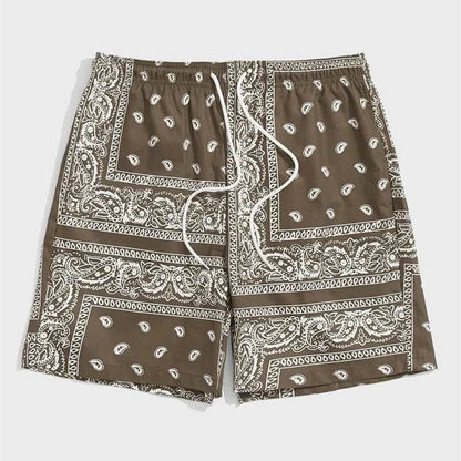 Classic Perris Pattern Beach Shorts for Men - Retro Casual Swim Trunks - Buy Center