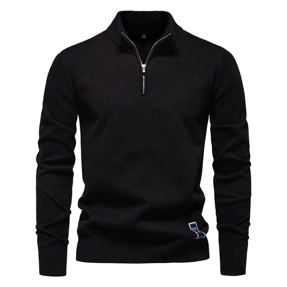 ZHANLINWU Men's Casual Pullover - Warm Half-Zip Solid Color Sweater - Buy Center