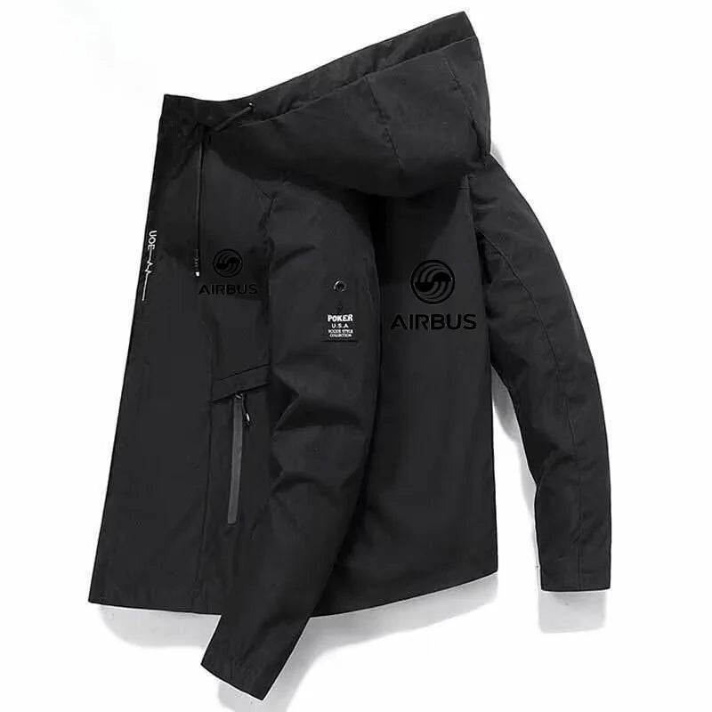 AIRBUS AVIATION Men's Hooded Jacket - Lightweight Spring & Summer Windbreaker - Buy Center