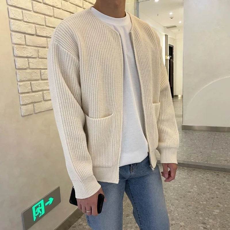 Men's Slim-Fit Cardigan Zipper Sweater - Casual Autumn & Winter Top - Buy Center