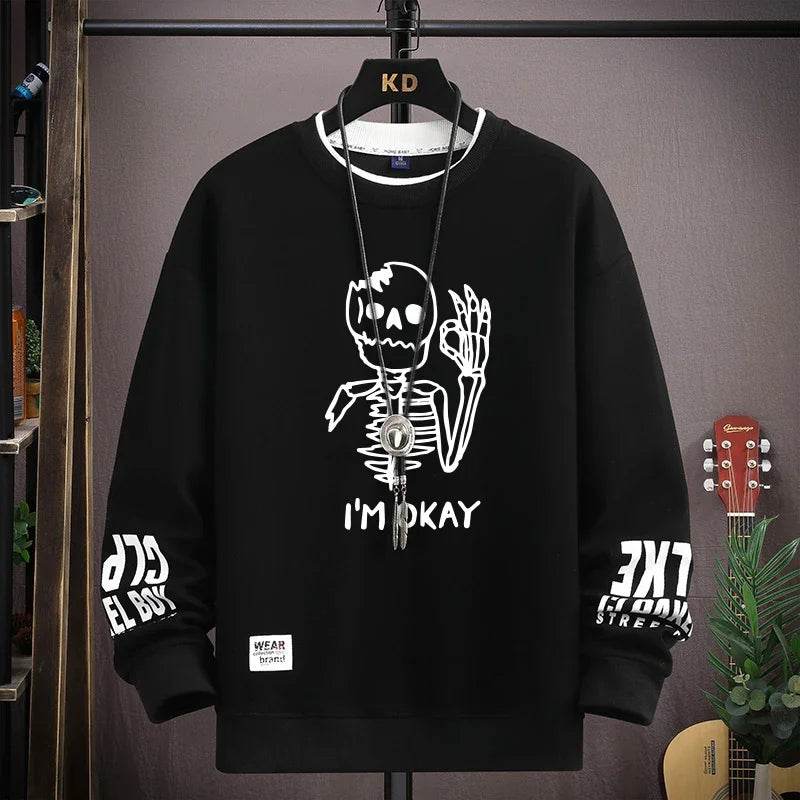 Cool Bear Print Mens Sweatshirt - Fashionable O-Neck Long Sleeve Top - Buy Center