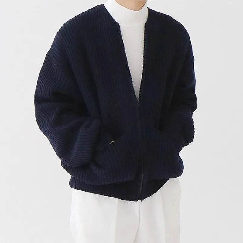 Men's Slim-Fit Cardigan Zipper Sweater - Casual Autumn & Winter Top - Buy Center