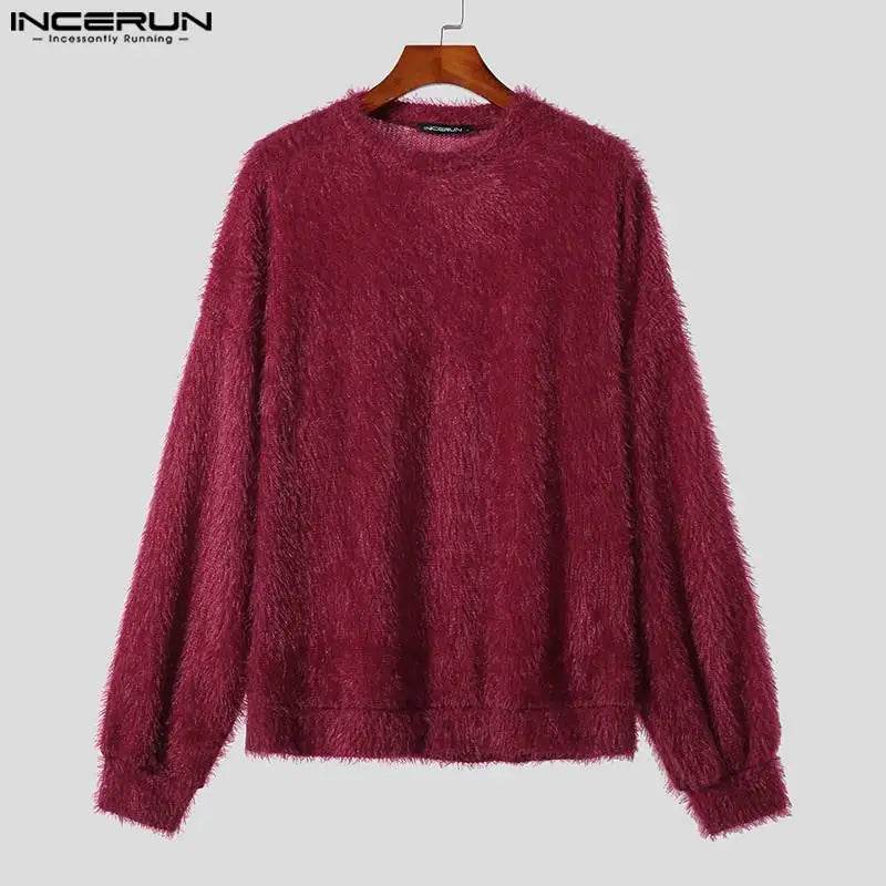 INCERUN Mens Casual Pullover - Korean Style Solid Long Sleeve Sweater - Buy Center