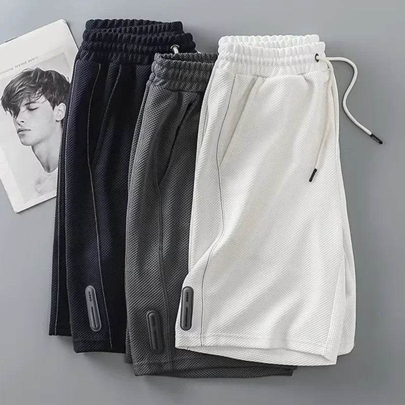 Bakorobaty Men's Summer Waffle Y2K Shorts - Casual Drawstring Bermuda - Buy Center