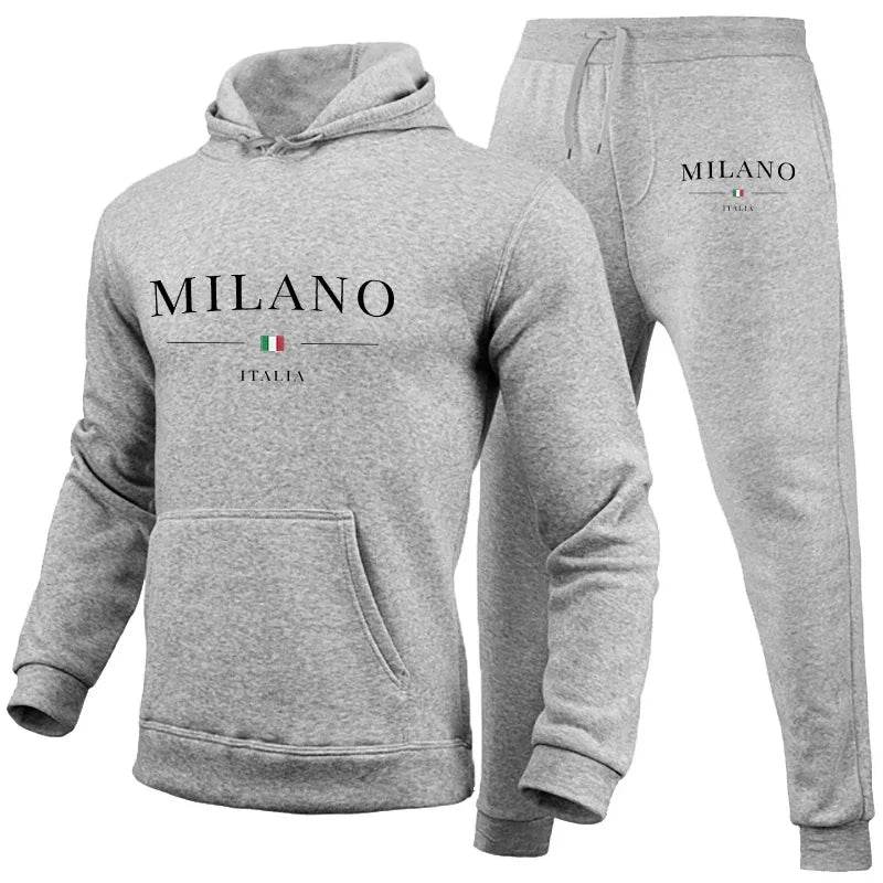 Milano Print Men's Luxury Hoodie Set - Casual Sweatshirt & Jogging Trousers - Buy Center