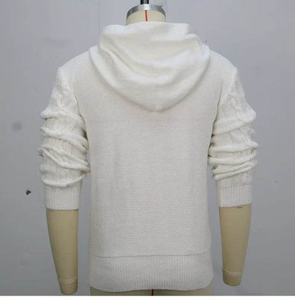 Wulend Casual Men’s Hooded Pullover - Warm Thick Solid Sweater for Winter - Buy Center