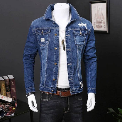 Embry Loor Men's Denim Jacket - Stylish Blue & Black Outerwear for Autumn - Buy Center