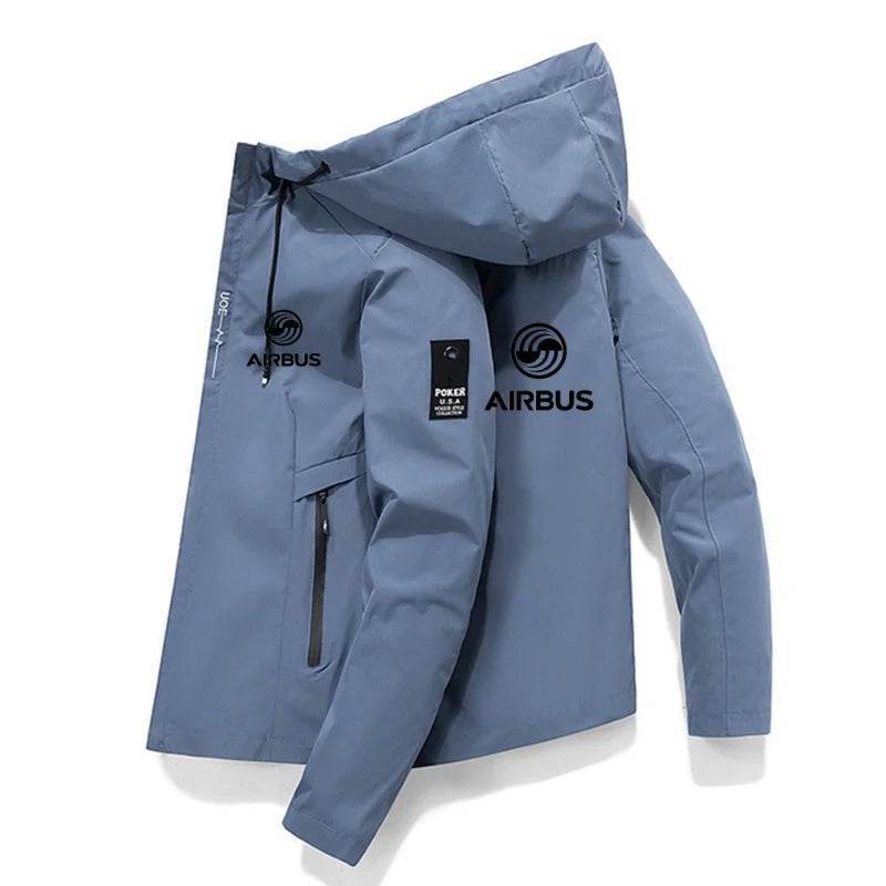 AIRBUS AVIATION Men's Hooded Jacket - Lightweight Spring & Summer Windbreaker - Buy Center