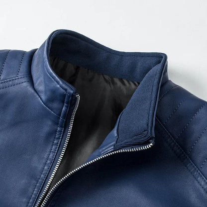 FAVOCENT Stand Collar Men's Leather Jacket - Casual Slim Fit Fashion 2024 - Buy Center