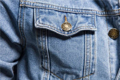 Kalenmos Men’s Denim Coat - Casual Full Sleeve Jacket with Button Closure - Buy Center