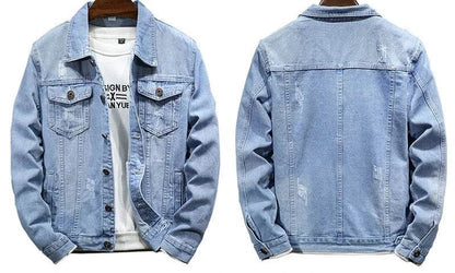 Wulend Men's Denim Jacket - Casual Turn Down Collar Coat for Autumn - Buy Center