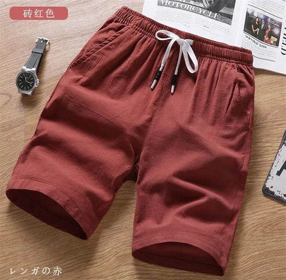 Asyabuykal Men's Slim Fit Knee Length Shorts - Cotton Linen, Breathable Summer Wear - Buy Center