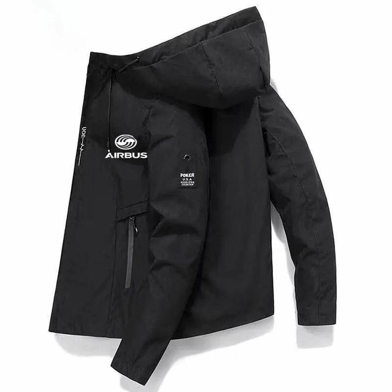 AIRBUS AVIATION Men's Hooded Jacket - Lightweight Spring & Summer Windbreaker - Buy Center