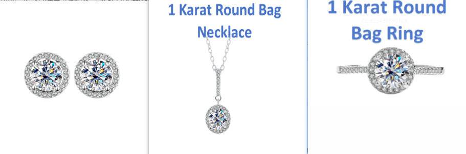 Buycenter S925 Sterling Silver Moissanite Ring Necklace Set - Elegant Design - Buy Center