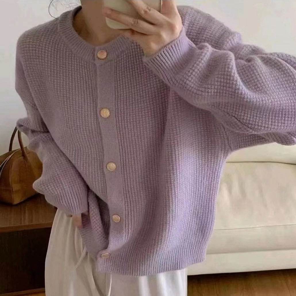 Women's Round Neck Knitted Cardigan - Stylish Cozy Sweater Coat 2025 - Buy Center