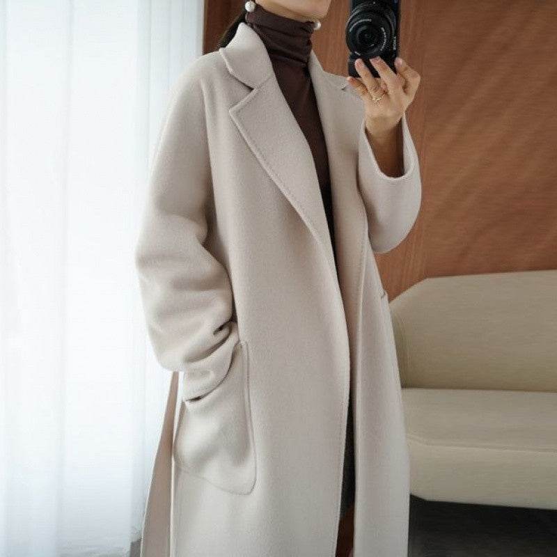 Hepburn Style Thickened Jacket - Loose-Fitting Wool Blend Coat in Colors - Buy Center