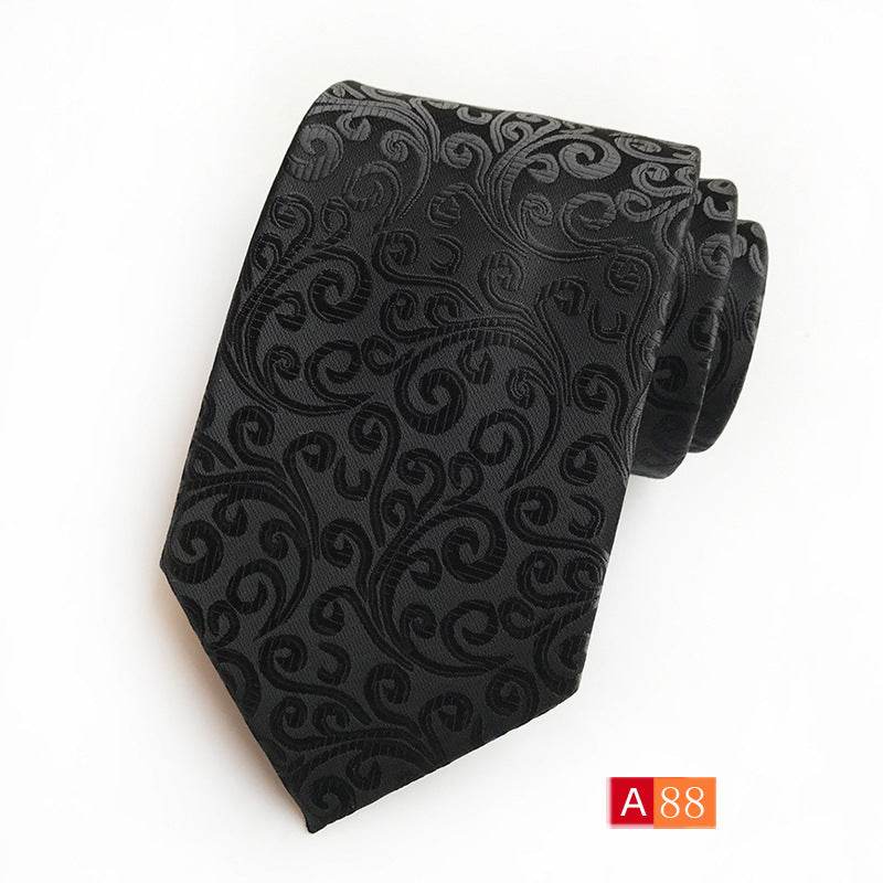 Buycenter Men's Jacquard Tie - Classic Black Stylish Formal Accessory - Buy Center