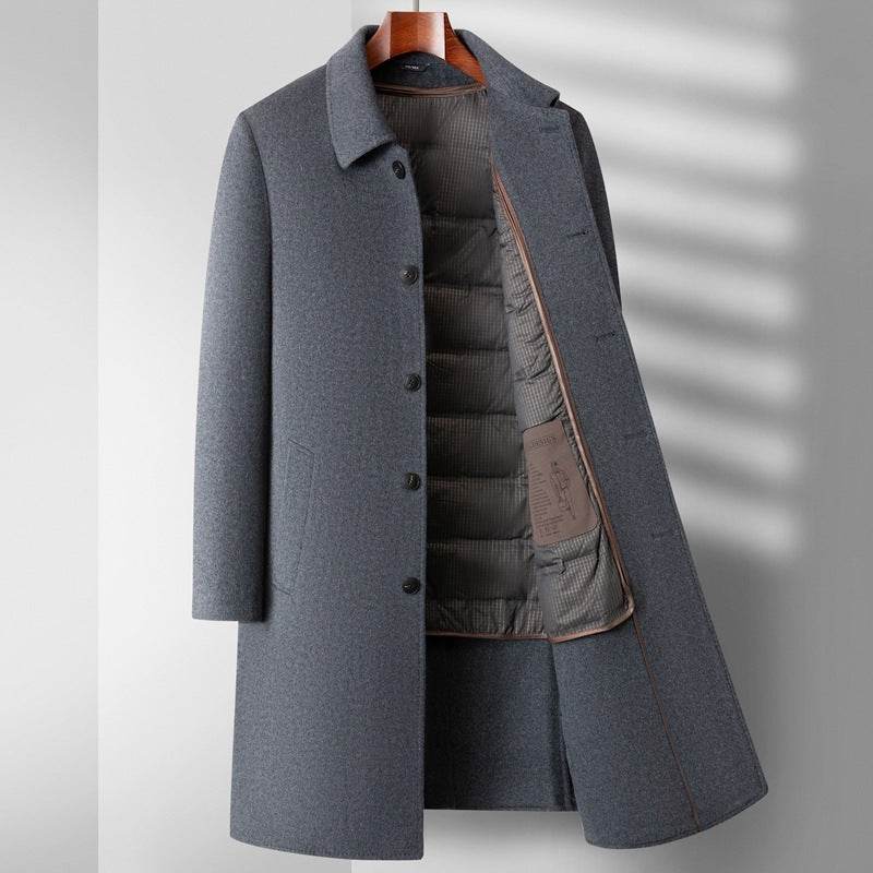 Buycenter Men's Double-Sided Wool Overcoat with Removable Down Liner - Buy Center