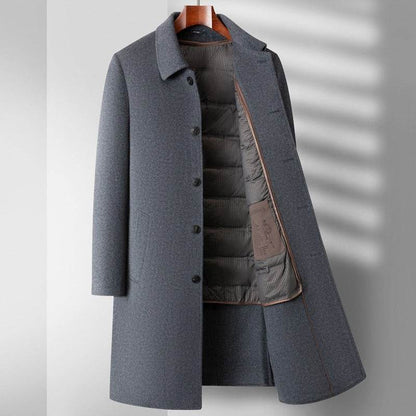 Buycenter Men's Double-Sided Wool Overcoat with Removable Down Liner - Buy Center