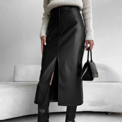 Buycenter Women's Retro Leather Skirt - Autumn Winter Fashion - Buy Center