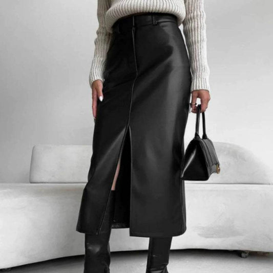 Buycenter Women's Retro Leather Skirt - Autumn Winter Fashion - Buy Center