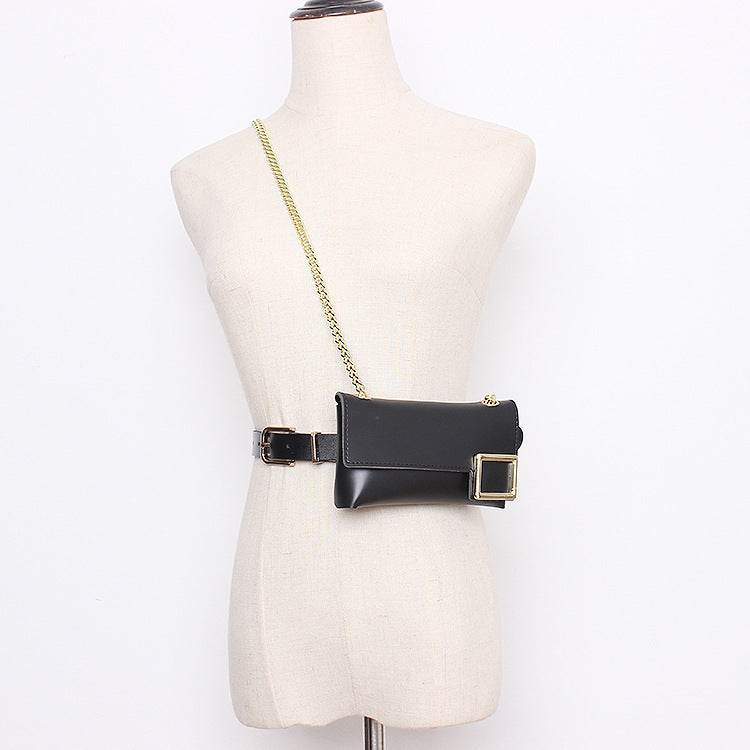 New Retro Metal Geometric Waist Bag - Stylish PU Fabric Accessory - Buy Center