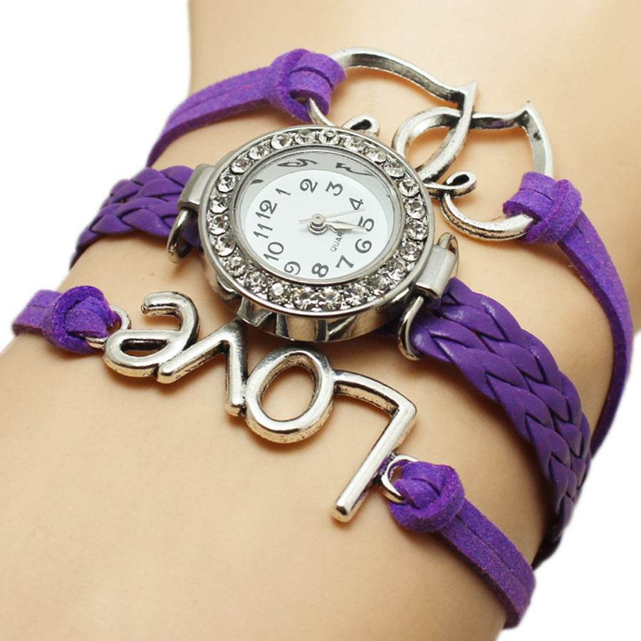 Alloy Love Double Heart-Shaped Woven Watch - Stylish Trendy Accessory - Buy Center