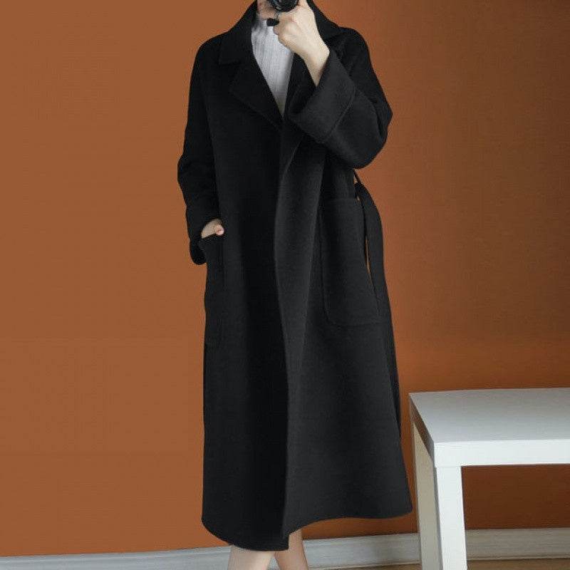 Hepburn Style Thickened Jacket - Loose-Fitting Wool Blend Coat in Colors - Buy Center